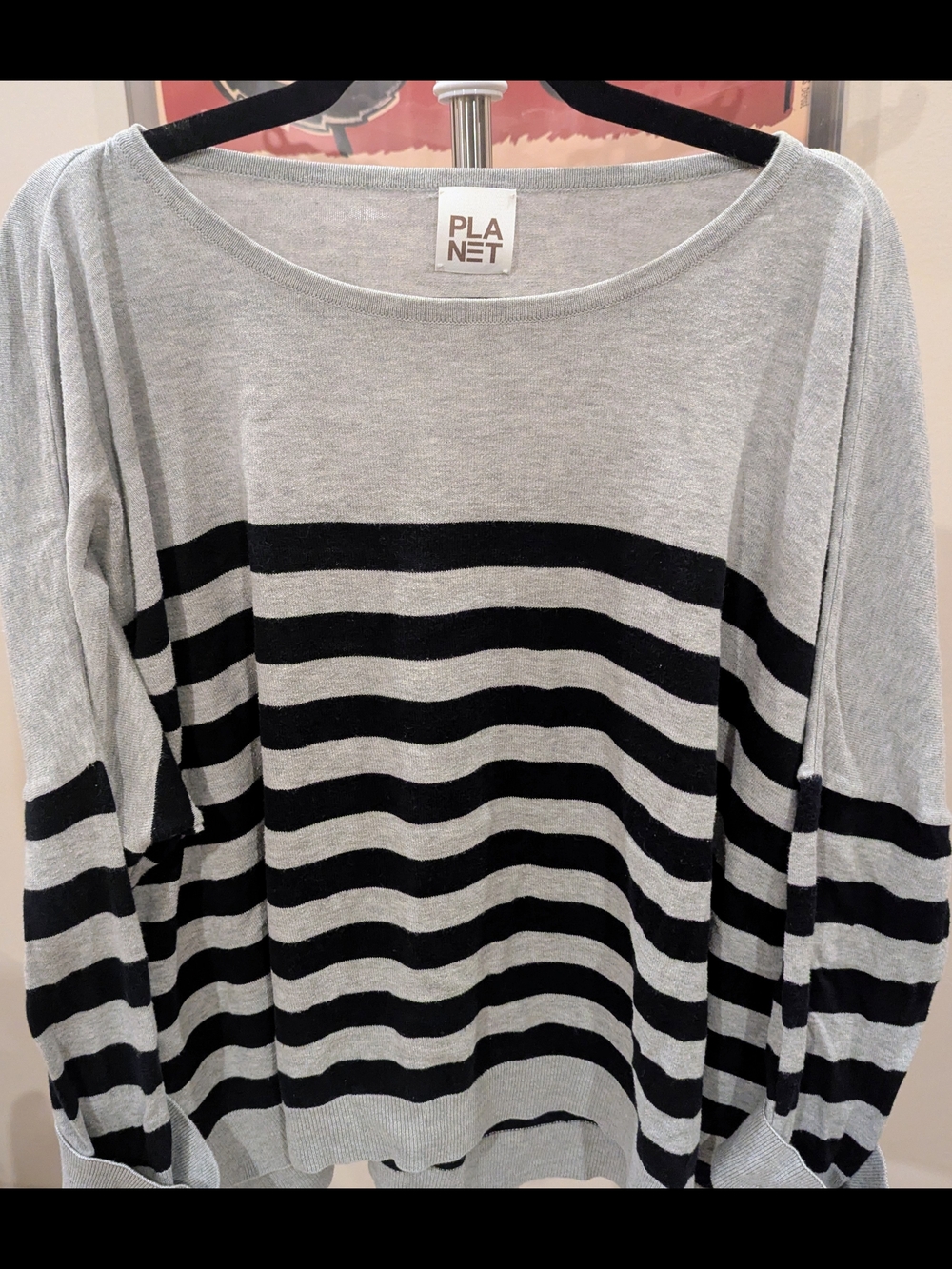 PLANET by Lauren G | Striped Boxy Pullover Sweater - One Size $35